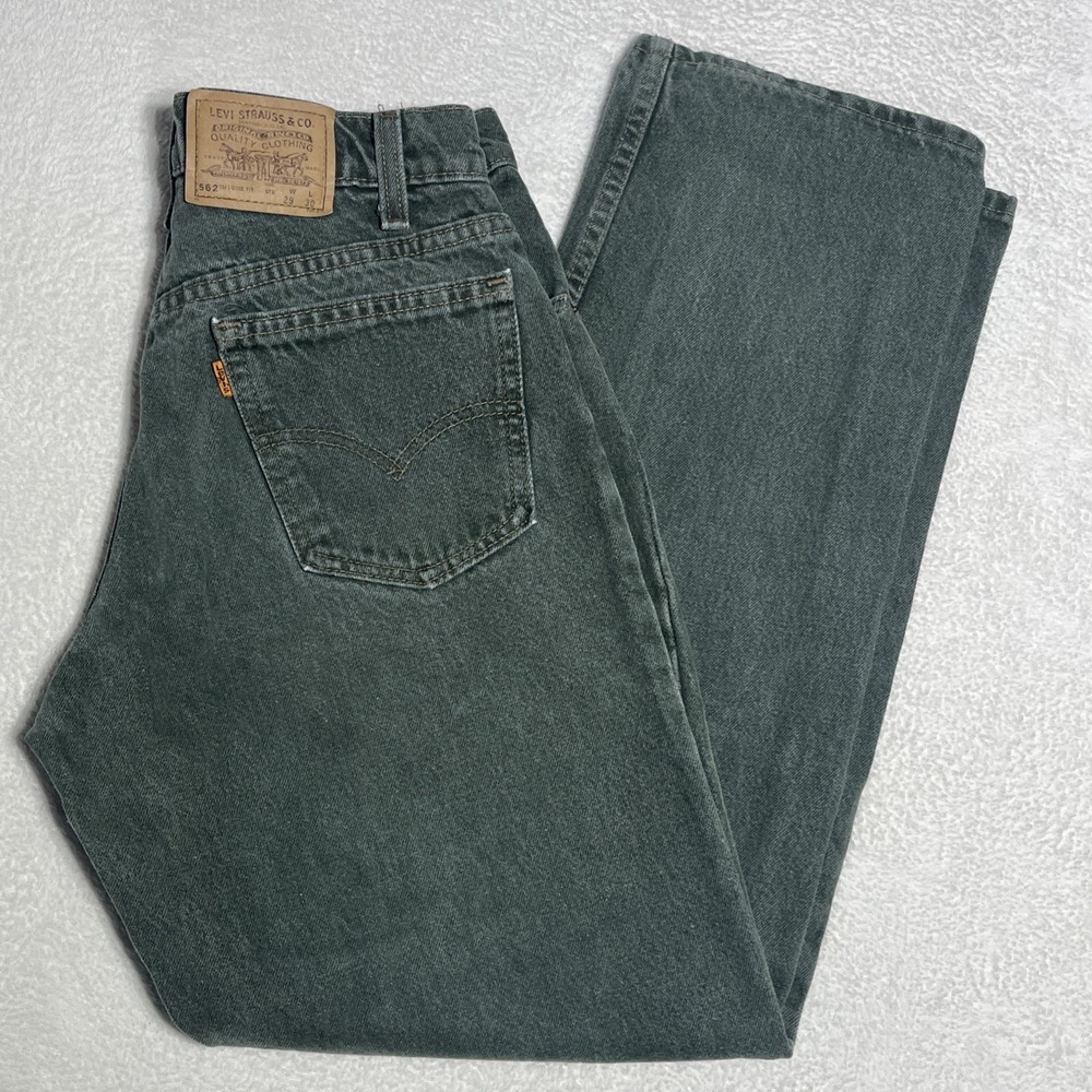 Vintage Levis Orange Tab 562 Jeans Mens 29 X 30 Loose Fit Student OD Green Denim